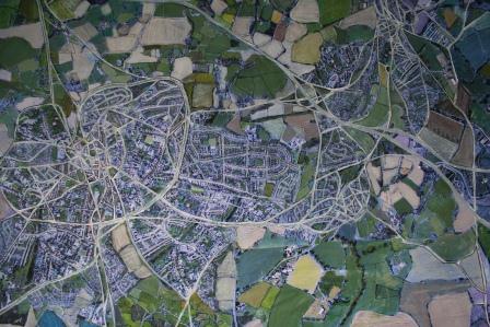 Map of nowhere.Detail. Mixed media collage, google maps, acrylic, pencil. 